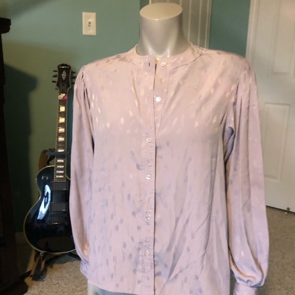 Evan Picone collarless dress shirt with lantern style sleeves 1980’s M-L - Picture 4 of 8